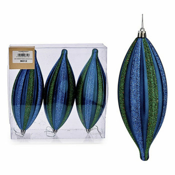 Kalėdinių papuošimų rinkinys Krist+ 00907 Mėlyna Žalia PVC Išskleistas 8,5 x 3,5 x 19 cm (12 vnt.),,,