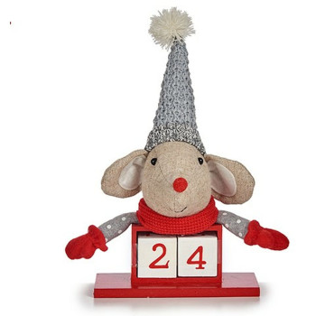 Christmas bauble Krist+ FG18-0705C-R White Red Grey Cream Mouse 20 x 11 x 20 cm Calendar (8 Units),,,