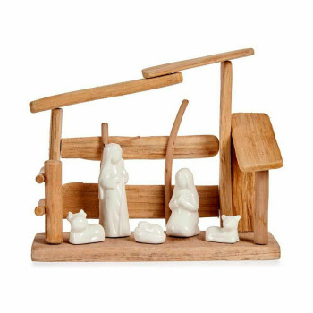 Kristuse sünni komplekt Valge Naturaalne Puit Keraamiline 10 x 21 x 25 cm (2 Ühikut),,,