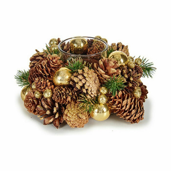 Jõuluküünla Hoidja Pruun Läbipaistev Kuldne Klaas Plastmass 19 x 9 x 19 cm (4 Ühikut),,,