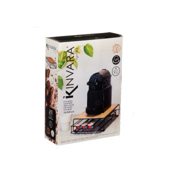 Kavos kapsulių dėklas Kinvara W6358S-B NESPRESSO L Ruda Juoda Metalinis Bambukas 21 x 57 x 8,5 cm
