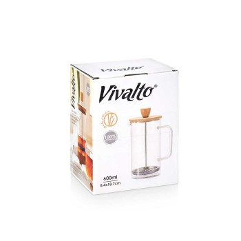 Чайник Vivalto SW8132 600ML Натуральный Бамбук Боросиликатное стекло 600 ml