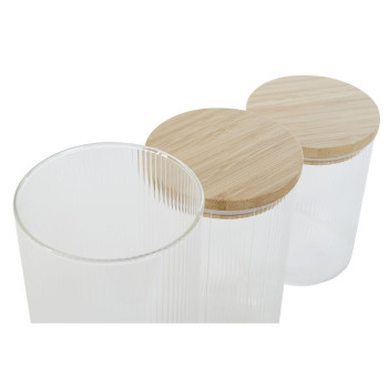 3 toru Home ESPRIT Läbipaistev Silikoon Bambus Borosilikaatklaas 10 x 10 x 22,3 cm