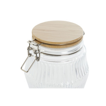 Набор из 3 банок Home ESPRIT Прозрачный Силикон Бамбук Стеклянный 13,5 x 13,5 x 27 cm
