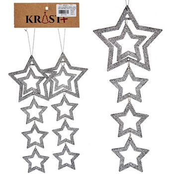 Jõuludekoratsioonide komplekt Hõbedane Plastmass Läige Täht 19 x 0,2 x 23 cm (24 Ühikut),,,