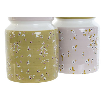 Puodas virtuviniams indams DKD Home Decor Metalinis Dolomite Medžio MDF 12 x 12 x 25 cm (2 vnt.)