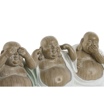 Dekoratīvās figūriņas Home ESPRIT Balts Zaļš Buda Austrumniecisks 10 x 9 x 10,5 cm (3 gb.),,,