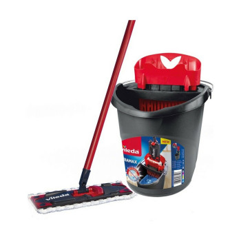 Mop with Dual Action Bucket Vileda Ultramax Mop Set Black Red Microfibres,,,