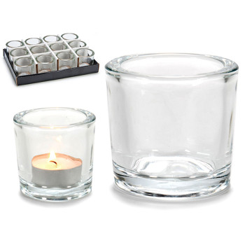 Candleholder Transparent Glass 6,5 x 6 x 6,5 cm (12 Units),,,