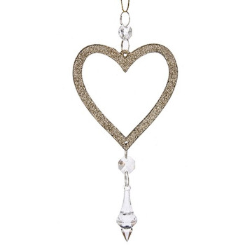 Jõuluehe Süda champagne Plastmass Läige 9 x 16 x 2 cm (24 Ühikut),,,