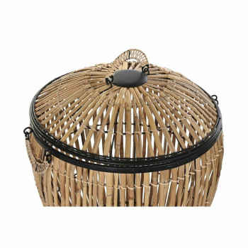Набор корзин DKD Home Decor Чёрный Натуральный Металл ротанг 48 x 48 x 55 cm (2 штук)