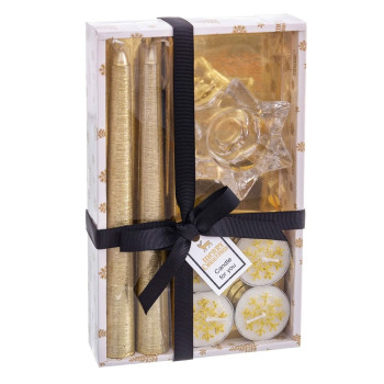 Circular Candelabra with Stand Christmas Golden Crystal Paraffin 21,7 x 13,3 x 3,8 cm,,,