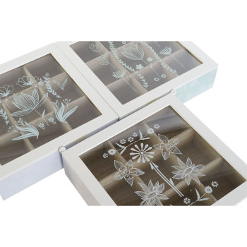 Infusioonide Karp DKD Home Decor Sinine Valge Roheline Lillla Metall Kristall Puit MDF (3 Ühikut)