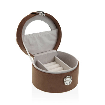 Jewelry box Versa Brown Wood Mirror MDF Wood 11,5 x 8 x 11,5 cm,,,