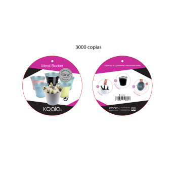 Ice Bucket Koala   With handle Black Metal 5 L