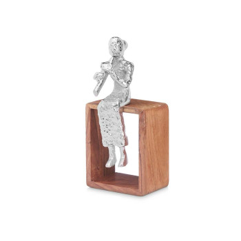 Dekoratīvās figūriņas Gift Decor 1886-NA Brūns Sudrabains Sudrabs Saldā Flauta 13 x 27 x 13 cm (6 gb.),,,