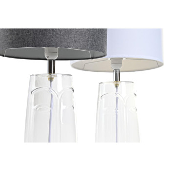 Galda lampa DKD Home Decor Stikls Caurspīdīgs Balts Gaiši pelēks 30 x 30 x 54 cm (2 gb.),,,