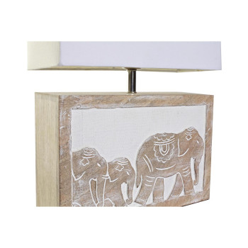 Galda lampa DKD Home Decor Balts Brūns Mango koks 50 W 220 V 33 x 12 x 41 cm,,,