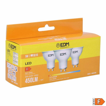Pakuotėje 3 LED lemputės EDM 98208 F 5 W 45 W GU10 450 lm d 5 x 5,5 cm (3200 K),,,