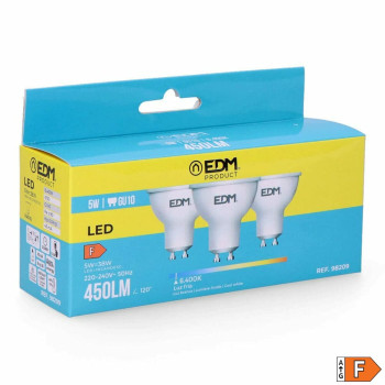 Pakuotėje 3 LED lemputės EDM 98209 F 5 W 45 W 38 W GU10 450 lm d 5 x 5,5 cm (6400 K),,,
