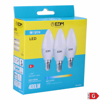 Pakuotėje 3 LED lemputės EDM 98205 G 35 W 5 W 50 W E14 400 lm d 3,6 x 10 cm (6400 K),,,