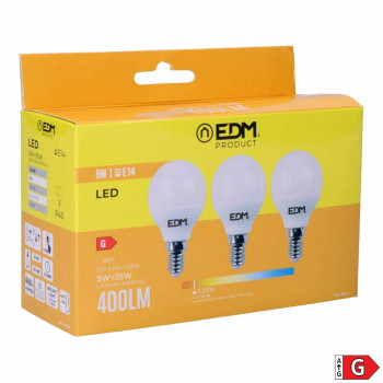 Pakuotėje 3 LED lemputės EDM 98200 G 35 W 5 W 50 W E14 400 lm d 4,5 x 8 cm (3200 K),,,
