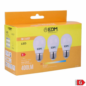 Pakuotėje 3 LED lemputės EDM 98201 G 35 W 5 W 50 W E27 3200 Lm d 4,5 x 8 cm (3200 K),,,