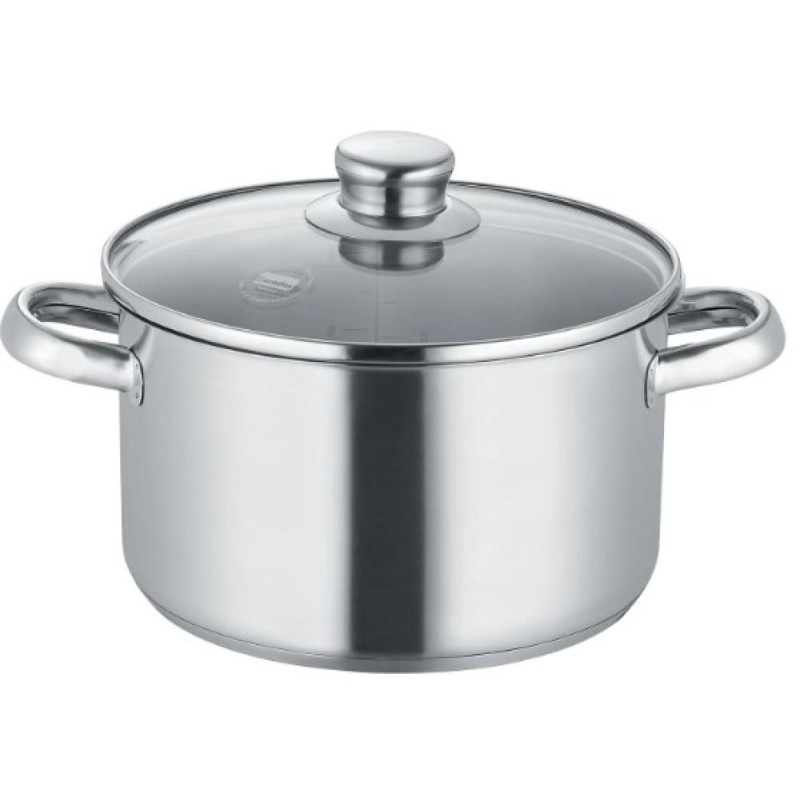 NEW ROMA КАСТРЮЛЯ  AR КРЫШКОЙ  20CM, 3.6L, NER.TĒR., STIKLS, Berndes