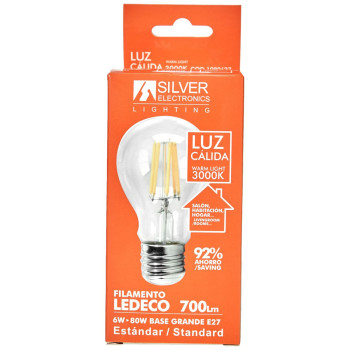 Sfēriskā LED Spuldze Silver Electronics 1980627 E27 6W 3000K A++ (Silta gaisma),,,