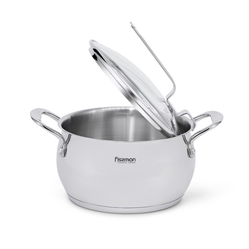 Casserole Vita 18x10.5 cm / 2.5 l with glass lid (stainless steel)