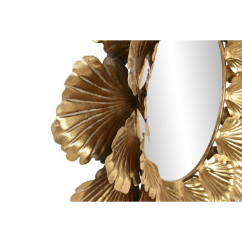 Wall mirror Home ESPRIT Golden Leaf of a plant 76,5 x 8 x 76,5 cm,,,