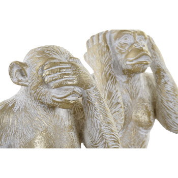 Декоративная фигура Home ESPRIT Позолоченный Обезьяна Тропический 21 x 17 x 25 cm (3 штук)