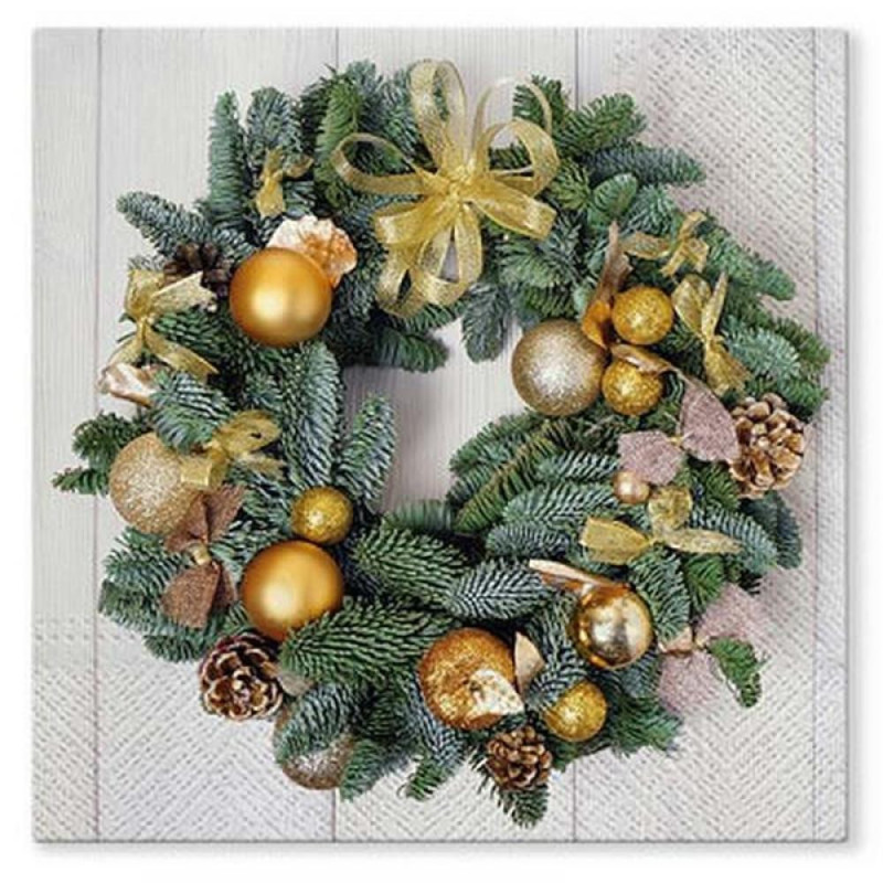 NAPKINS  33X33CM GOLDEN WREATH, Paw Decor Collection