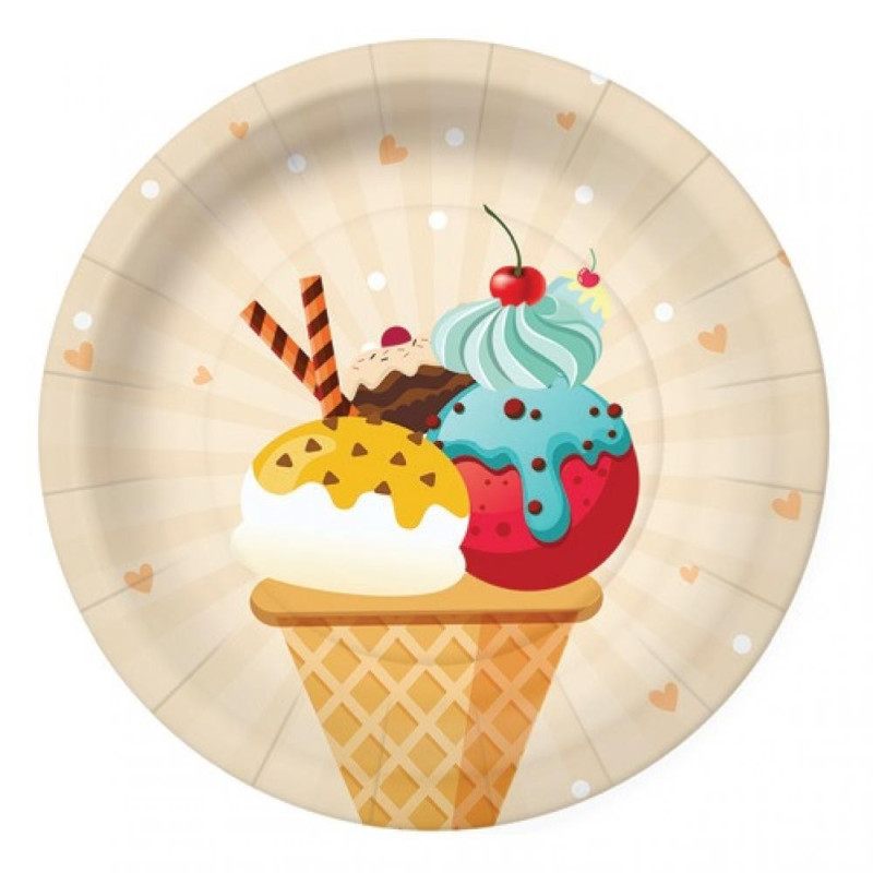 ICE CREAM PAPER  DISHES  18CM 10GB, 0.091KG/IEP, Paw Decor Collection