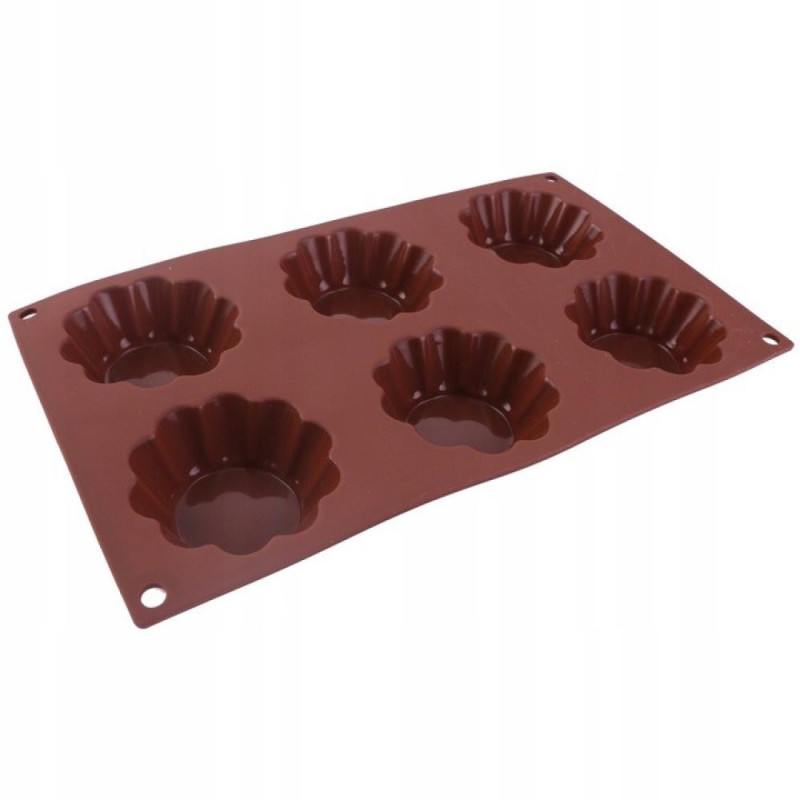 SILIKONA FORMA 6 KĒKSIEM, 28.5x16.5CM BROWN , KHT30, Prymus-AGD