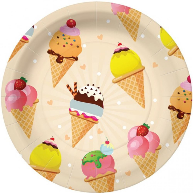 ICE CREAM PAPER  DISHES  23CM 10GB, 0.145KG/IEP, Paw Decor Collection