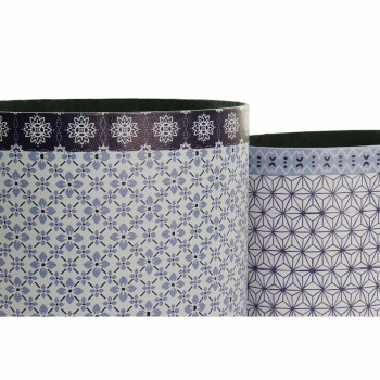 Šiukšlių dėžė DKD Home Decor Mėlyna Balta Medžio Drobė Vintage,,,