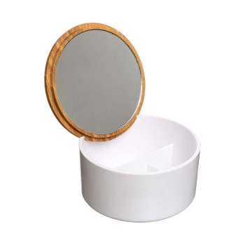 Uzglabāšanas Kaste ar Vāku 5five Simply Smart Natureo Balts Dabisks Stikls Bambuss ABS ø 13,5 x 7 cm,,,