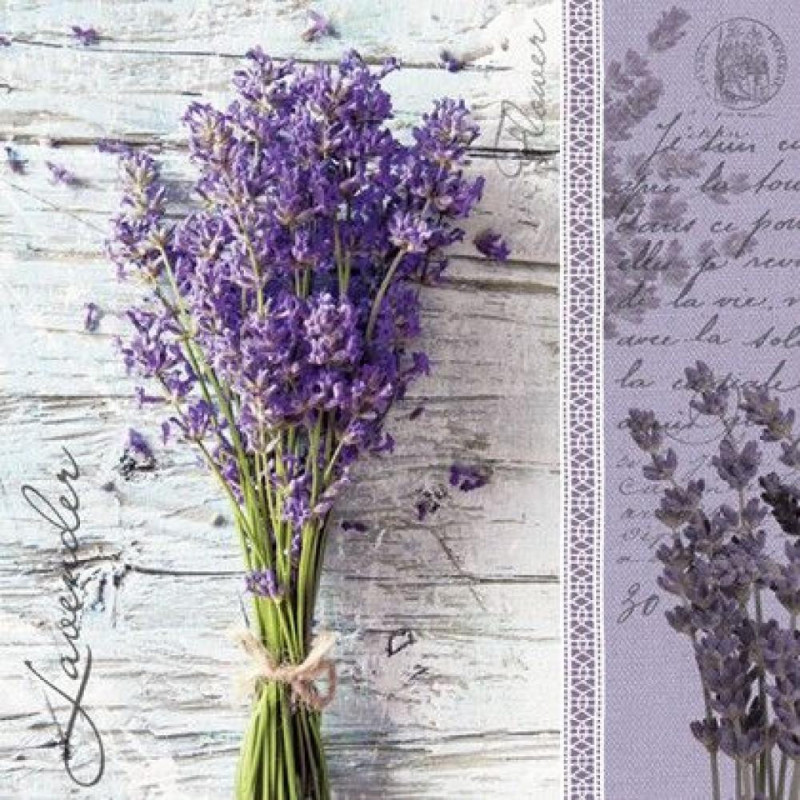 NAPKINS  33X33CM LAVENDER BOUQUET, Paw Decor Collection