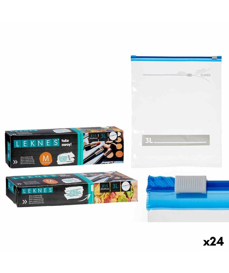 Somas/Pārvalka Odere Zip Multilietošana Caurspīdīgs Polietilēns (3 L) (24 gb.)