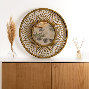Wall mirror Vinthera Moa Rattan Natural 59 cm (4 Units),,,