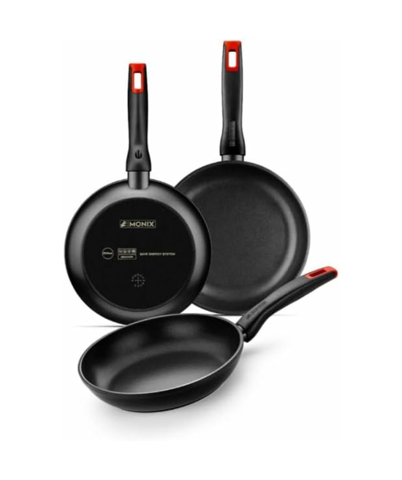 Set of Frying Pans Monix PRO Black 3 Pieces