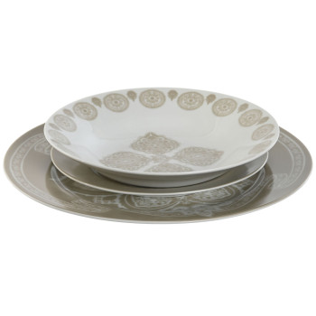 Pusdienas Aprīkojuma Komplekts Home ESPRIT Zils Bēšs Porcelāns 18 Daudzums 27 x 27 x 2 cm