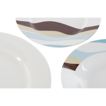 Pusdienas Aprīkojuma Komplekts Home ESPRIT Zils Zaļš Porcelāns Tropiskais 18 Daudzums 27 x 27 x 2 cm