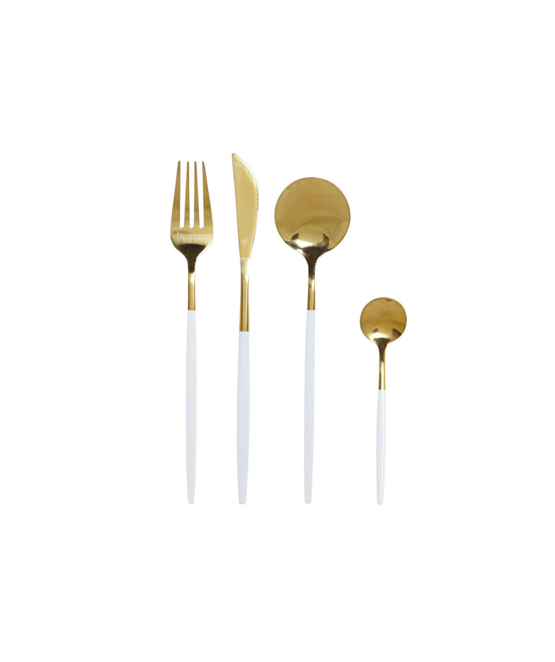 Столовые приборы DKD Home Decor Белый Позолоченный Нержавеющая сталь 4,5 x 2,5 x 20,5 cm 24 Предметы,,,,