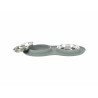 Dog Feeder Trixie Grey Stainless steel d 16 cm Double 2 × 0,3 L 47 × 3 × 26 CM,,,