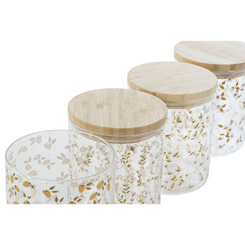 Purk DKD Home Decor Bambus Borosilikaatklaas Shabby Chic 700 ml 10 x 10 x 12,5 cm (4 Ühikut)