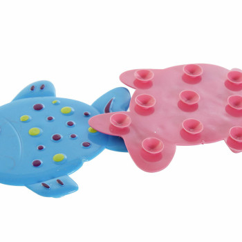 Bath rug DKD Home Decor 13 x 1 x 10,5 cm Blue Pink Children's PVC Fish (2 Units),,,