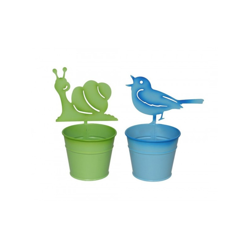 Vazonas metalinis 10.5*12.5*22cm ar dekoracija