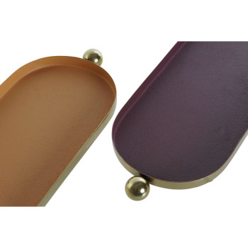 Puošmena DKD Home Decor Oranžinė Rožinė Auksinis Geležis 35 x 13 x 3 cm (2 vnt.),,,